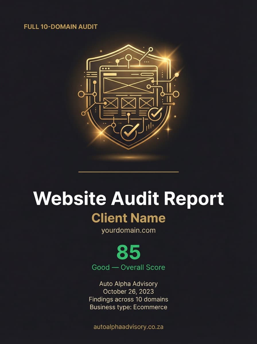 Full 9-domain + expert analyses website audit report cover